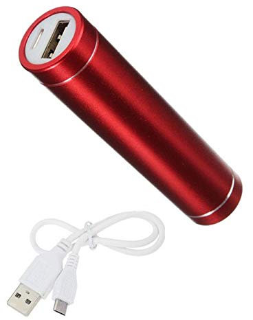 Batterie Chargeur Externe pour IPHONE 11 Universel Power Bank 2600mAh avec Cable USB/Mirco USB Secours Telephone (Rouge)