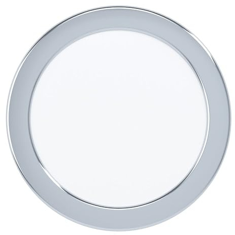 EGLO LED Bad-Einbaustrahler Fueva 5, Ø 16,6 cm, Spot | aus Stahl und einer Kunststoff Leuchtfläche, Einbauspot in Chrom, Weiß, Einbauleuchte flach, geringe Einbautiefe 26 mm