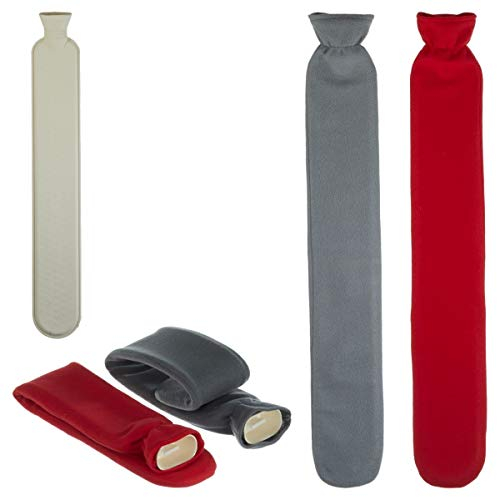Wärmflasche 2L Schlauch Extra Lang Bezug 73cm Bettflasche Nacken Schulter