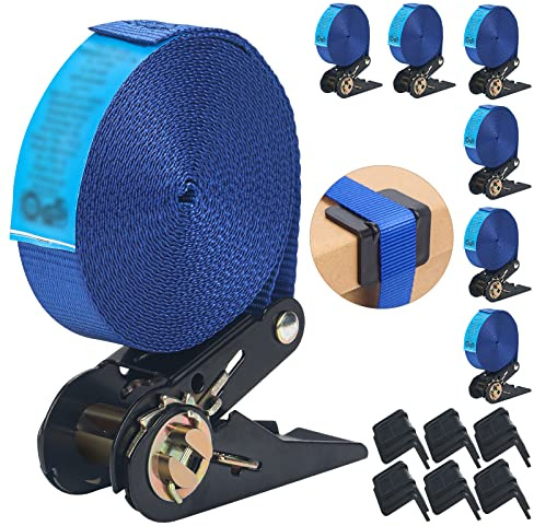MIAOKE 6er Set Spanngurte | Spanngurt mit Ratsche 6m | 25mm | EN-12195-2 | 800 kg Zugkraft, Ratschengurt für den täglichen Transport und die Bündelung von Waren