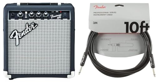 Fender Frontman 10G Guitar Amp & Professional Series Instrument Cable - 10 ft - STR/STR - black