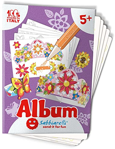 Sabbiarelli – Album I Gioielli | Fogli Adesivi per Sand Art | Contiene 5 Cartoncini A5 per creare 9 Gioielli | 100% Made in Italy | 5-12 anni | SABBIA COLORATA NON INCLUSA