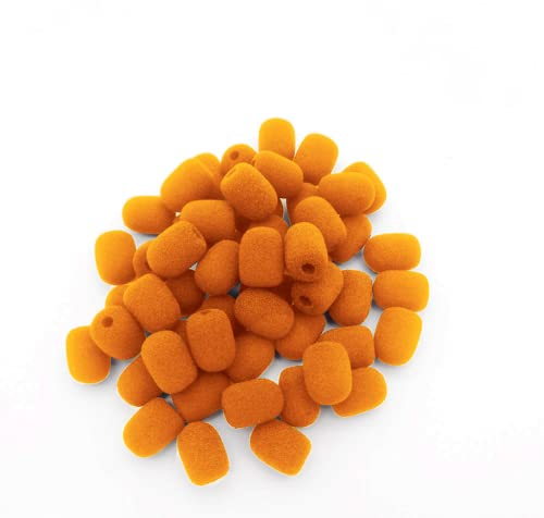 SPORTARC Schaumstoff-Mikrofon-Windschutzscheiben-Mini-Schwamm-Mikrofonabdeckungen, Mini-Headset-Mikrofon-Windschutz für kleine Revers- und Headset-Mikrofone, Orange, 100 Stück