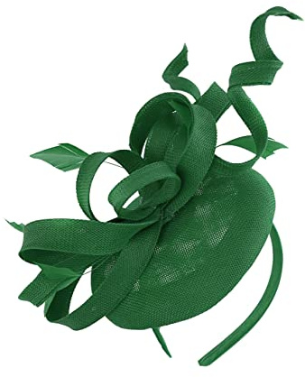 Caprilite Pillbox Sinamay Haarreif mit Wirbelschlaufe, Fascinator für Damen, Hochzeit, Ascot Rennen, grün, 1 count (Pack of 1)