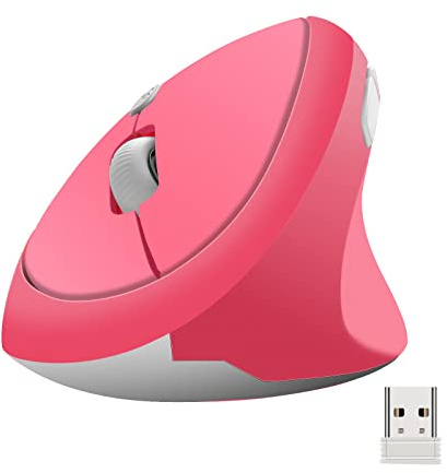 LIKE SHOW 2.4G Wireless Vertical Ergonomic Mouse, Optical Tracking Precise Positioning, Cordless Computer Mouse, Wireless USB Mouse for Laptop, Desktop, PC, Mac, Prevent Mouse Arm/Tennis Elbow - Pink
