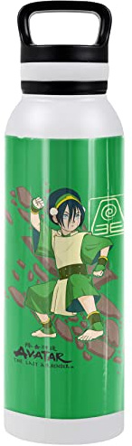Avatar The Last Airbender OFFICIAL Toph Rock Slide 24 oz Insulated Canteen Water Bottle, Leak Resistant, Vacuum Insulated Stainless Steel with Loop Cap