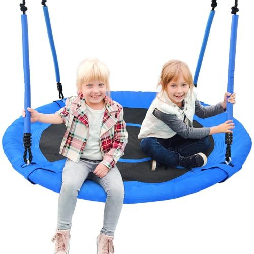 Trekassy 700lbs 40 Round Tree Swing with Handles for Kids Adults 900D Oxford Waterproof 2pcs Tree Hanging Straps Blue