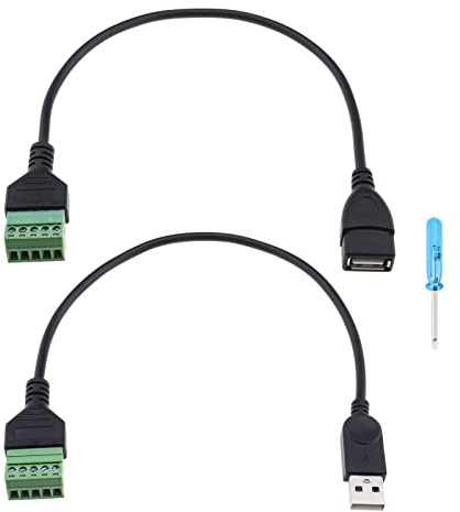 2pcs USB 2.0 A Vis Bornier Connecteur Câble USB 2.0 A Mâle Femelle Boulon Vis Borne Enfichable Type Bloc Connecteur Câble pour Souris Clavier Caméra