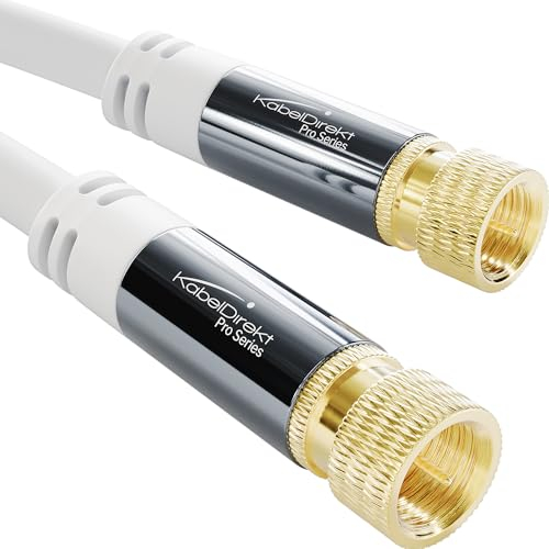 KabelDirekt – SAT Cable – Coaxial, Internet & Satellite TV/Aerial Cable with F-Connector, Metal Plug – Designed in Germany – 3m (Radio, DVB-T2, DVB-C, DVB-S2 – white)
