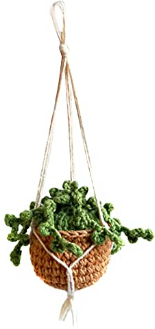 Surakey Rückspiegel Anhänger - Niedliche Gehäkelte Gestrickte Pflanze Blume Charms für Auto Innenspiegel - Hängendes Ornament Zubehör Innenraum Deko