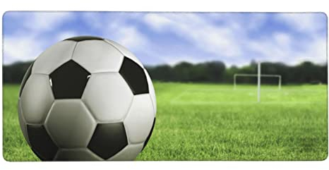 Großes Gaming-Mauspad mit Fußball-Hintergrund, bedruckt, mit genähten Kanten, Mauspad, rutschfeste Unterseite, Schreibtischunterlage, Tastatur-Pad für Gamer, Büro, Zuhause, 90 x 40,6 cm