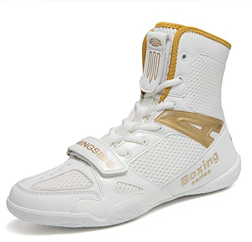 Calzado de Boxeo para Hombre Zapatillas Lucha Libre Ligero de Lucha Fitness Zapatos Calzado de Boxeo Antideslizante para Hombre Mujer Niño,White a,37 EU