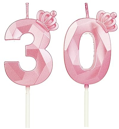 DTXLX Pink Krone Zahl 30 Geburtstagskerzen Kuchen Deko | Zahlen, mit, 3D, für, geburtstagsdeko, Kinder, Partys, Hochzeiten, Firmenfeiern, Jubiläen, Rosa, #30