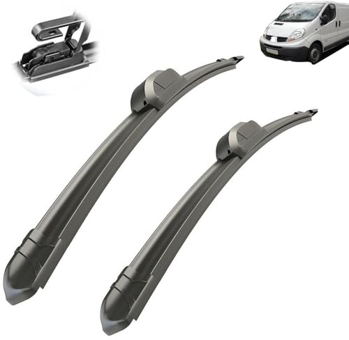 Essuie-glace de voiture compatible avec Renault Trafic X83 2001-2014 Balais d'essuie-glace avant en caoutchouc souple Essuie-glaces Auto Pare-brise 24+21 600 mm 525 mm (Color : 2 PCS)