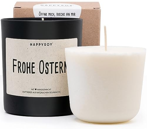 Duftkerze + Refill Wachs - Frohe Ostern Duftkerze im Glas mit Spruch aus Soja - natürlich handgefertigt vegan - kleines Geschenk Geschenkidee beste Freundin Freund Mama Papa Kollege Kollegin Oma Opa