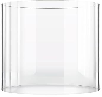 Portacandele grande cilindrico in vetro per uragano e pilastro, rotondo, trasparente, protezione per estremità conica con entrambe le estremità aperte per sostituzione del paralume, tealight, Natale