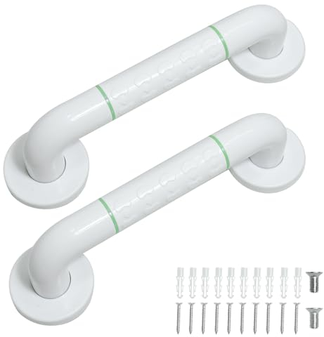 ZephyrCraft 2 Stück Haltegriffe für Senioren, 30cm Weiß Badezimmer Haltegriffe, Handlauf Edelstahl Innenrohr, Duschhalterung für Senioren, Badehilfen Werkzeug aus Edelstahl & Nylon-Sicherheitsgriffe
