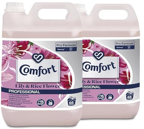 Comfort Pro Fabric Conditioner, Lily & Riceflower, Long-Lasting Freshness, Softness, Silk Protein, Biodegradable, 2 x 5 L