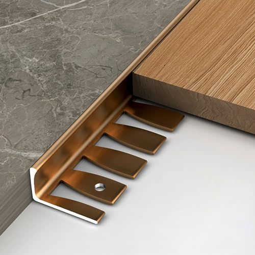 Raouoae Aluminum Tile Edging Strip 135cm L-Profile Bendable Rail Angle Trim for Floor & Wall Tiles, Edge Protector for 12.5-15mm Height Floor Coverings(Bronze,H:12.5MM)