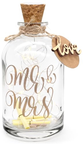 JINYJIA LED Flaschenlicht Hochzeit, Beleuchtete Dekoflasche mit Korkstopfen, für Geldgeschenke Hochzeit Verpackungen, Beleuchtete Flasche mit Spruch, für Geburtstag Hochzeit Weihnachten