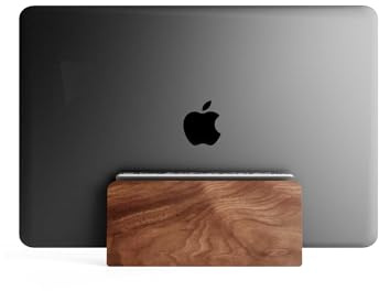 Raico Vertikaler Laptop-Ständer, hochwertige MacBook-Dockingstation aus Walnussholz (Walnussholz, Single Slot | Adjustable)