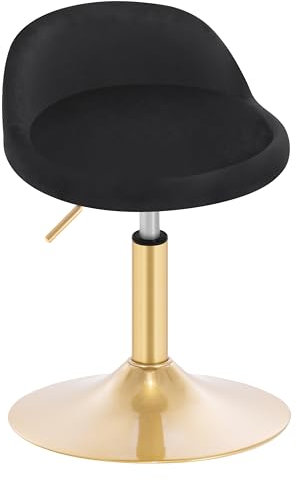 WOLTU Schminkstuhl, Hocker höhenverstellbar, Bürohocker drehbar, Esszimmerstuhl, Küchenhocker, Drehhocker, Schminkhocker, Samt, 42,5-58 cm, für Wohnzimmer Schlafzimmer,Schwarz,BH425sz-1