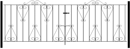 Classic Scroll Metal Garden Driveway Gates Galvanised Wrought Iron Style Gate (2743mm (9ft) Gap x 914mm High CDZP16)