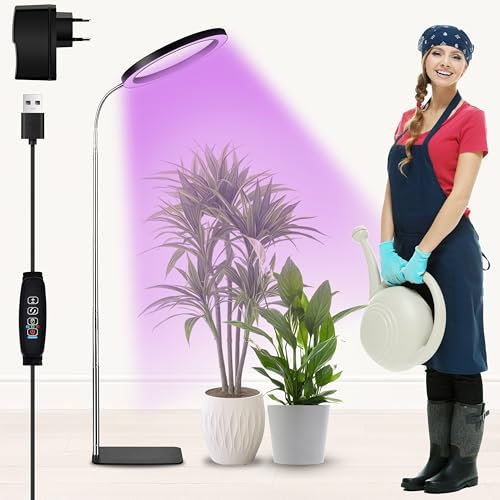 Herefun Pflanzenlampe, Pflanzenlampe LED Vollspektrum, 160 LEDs Grow Lampe, Pflanzenlicht für Zimmerpflanzen, Pflanzenleuchte mit Timer 3/9/12H, 3 Farbmodi 10 Helligkeit, Höhenverstellbar