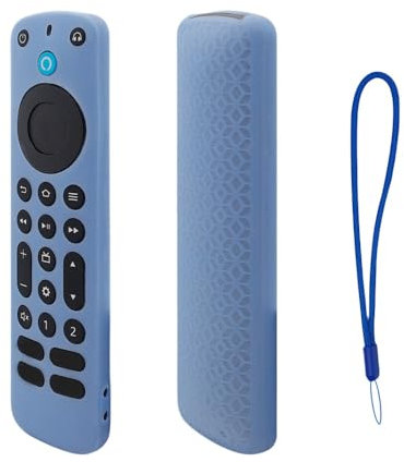 Étui de Protection en Silicone pour Alexa Télécommande Vocale Pro 2022 Version, Housse de Protection Anti-Chocs et Anti-dérapante pour Télécommande avec Lanière (Bleu Lumineux)