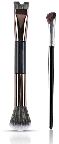 Yamobi Juego de Pinceles Contorno de Nariz 2 en 1 Con Forma de U y Pincel Suave, Pinceles para Maquillaje de Sombras de Ojos, Pinceles de Maquillaje para un Look Natural, Ideal para Nariz y Pómulos