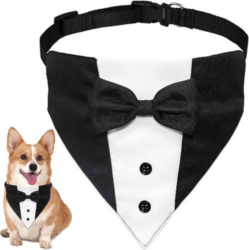 Hund Smoking Bandana Halsband, Fliege für Hunde, Hund Smoking Bandana, Verstellbare Formelle Krawatte für Kleine, Mittelgroße und Große Hunde, Geeignet für Hochzeiten, Geburtstagsfeiern/L