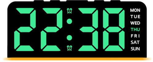Mateju Despertador Digital, Portatil Reloj para Dormitorio Oficina, Relogio Despertador Doble, 12/24H, Carga USB, Snooze, Dimmer de Brillo, Reloj de Mesa (Negro Verde)