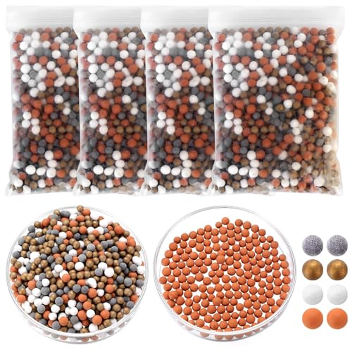 Anti Calcaire pour Douche Filtre Anti-Calcaire(4x80g), Pommeau de douche filtre calcaire & chlore,Kit Adoucisseur Billes Filtrantes Douches,Compatible avec les pommeaux de douche du marché.