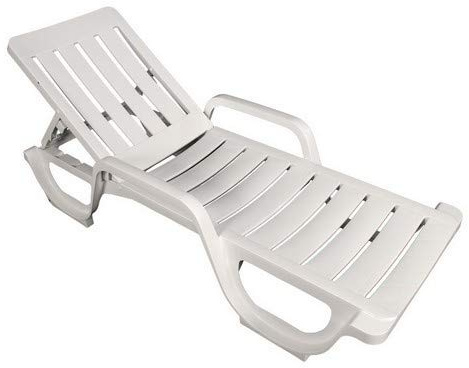 MAESTRO FERRETERO MF - Tumbona Malaga Blanca de Polipropileno – 5 Posiciones Reclinables – Apilable con Reposabrazos – Ideal para Exterior, Jardín o Piscina