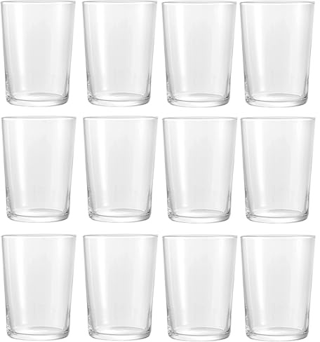 pcmoviles Pack de 12 Vasos para Sidra | Vaso Bodega de 500 ml | Cristal Resistente y Transparente | Ideal para Sidra, Vino y Bebidas Refrescantes 12 V
