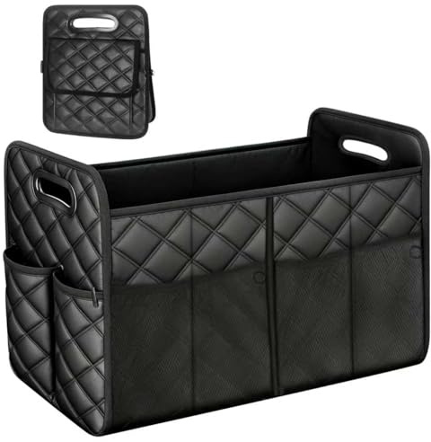 Einesin Rangement de Voiture de voiture avec 7 poches, 57L Organisateur de Coffre, Voiture Coffre Pliable, Fond Antidérapant (55x30x35CM)