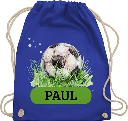 Turnbeutel Rucksack - Fußball mit Name personalisiert I Fussball I Fußballgeschenke I Fussballgeschenke - Unisize - Royalblau - kinder stoffbeutel kindergarten geschenke+für+fußballfans