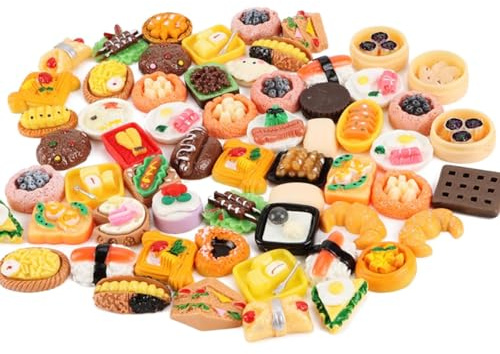 ZHAOYCSH 100 Pièces Nourriture Miniature Échelle 1:12 - Accessoires Cuisine Maison de Poupée avec Vaisselle Miniature - Ensembles Nourriture Mini pour Décoration Cuisine - Styles Aléatoires