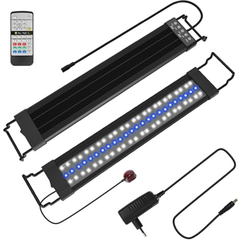 Peviasot Aquarium LED Beleuchtung, 10 Helligkeitsstufen, 18 W 24/7-Beleuchtungsmodus, Aquarium-Lichtleiste mit Einstellbarer Timer, Geeignet für Süßwasseraquarien von 55-80 cm, Wasserdicht