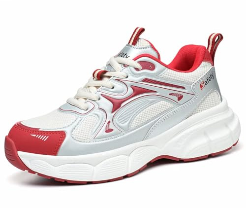 Annvia Safety Shoes for Women Lightweight Steel Toe Cap Trainers Men Safety Trainers Breathable Ladies Safety Boots Non Slip Work Shoes Size 36 White 8777