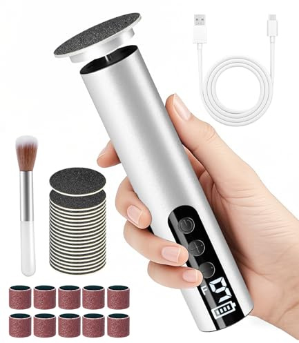 POFIBO Lima Electrica Pies Durezas - Pedicura Profesional Para Pies 2 EN 1 para Pies con Pantalla LCD y 9 Niveles, Set de Pedicura Removedor de Callos para Pieles Muertas, Duras y Agrietadas