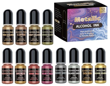 12 colors metallic alcohol based inks and tumblers for resin art and permanent paint for epoxy resin art dries quickly