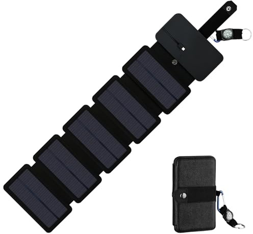 Caricatore solare per telefono, impermeabile, portatile, pannello solare per cellulare, caricatore USB pieghevole, per campeggio, casa, attività all'aperto, escursioni, viaggi