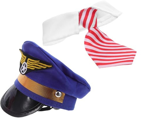 ifundom Pilotenhut Für Welpen Katzen Mit Krawatte Stickdesign Leichtes Material Bequeme Passform Für Fotoshootings Partys Und Weihnachtskostüme