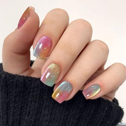 JMEOWIO Autocollant Ongles Gel UV Yeux de Chat Gel Nail Art Stickers Semi-durci Stickers Ongle Deco Ongle Design Manucure