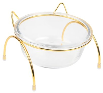 SHINEOFI Erhöhter Kreativer Eisengestellhalter aus Glas mit Schrägem Design Futternapf für Futteraufbewahrung Leichter Reinigung für Hunde und Katzen im Heimtierbereich