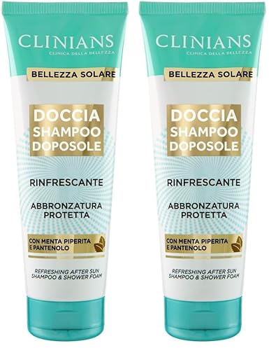 CLINIANS | Doccia Shampoo Rinfrescante, con Menta Piperita e Pantenolo, 250mL (Confezione da 2)