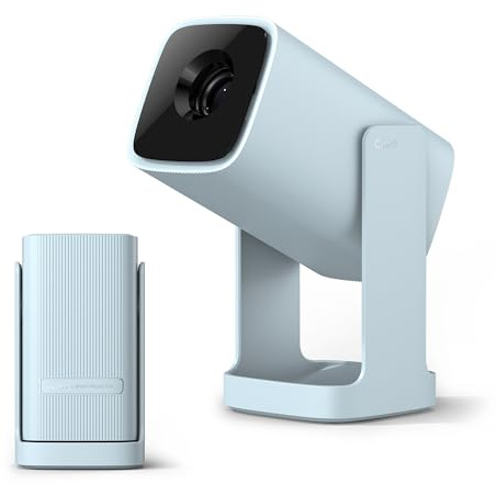 Wanbo Cube 1 Mini Proyector Portátil Compatible con Android TV, Soporte 1080P, 200 ISO Lúmenes, Enfoque Eléctrico, Asistente de Voz, 5G WiFi, Rotación 360°, Proyector de Cine En Casa/Exterior