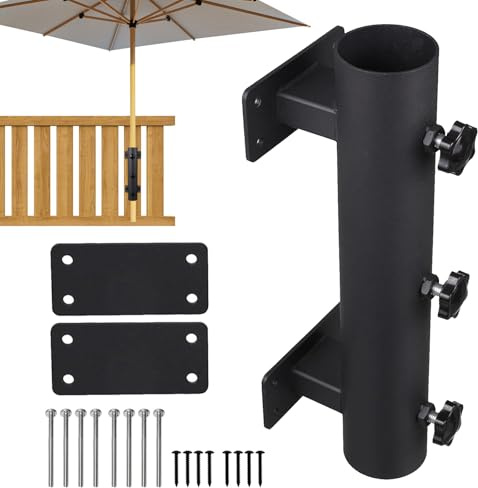 BONJUME Support De Parasol, Pieds De Parasols Fixation Robuste Et Réglable pour Balustrade avec Vis De Fixation pour Mâts De Parasol De 23 à 38 mm De Diamètre Idéal pour Jardin Terrasse Et Balcon