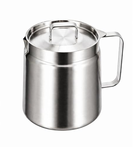 SUNNYNEST Oil Strainer Pot 2L Stainless Steel, Fat Separator Jug & Oil Container with Filter, Cooking Oil Filter & Oil Dispenser with Fry Basket, Grease Can for Frying Oil Storage